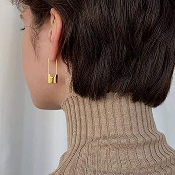 #31B 18K gold plated lock earrings - Picture 5 of 5